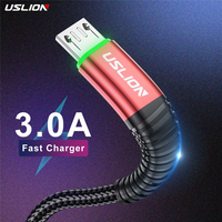 USLION oświetlenie LED kabel Micro USB Transfer danych 3A szybka ładowarka przewód do Samsung Xiaomi Android Micro USB kabel telefoniczny 1